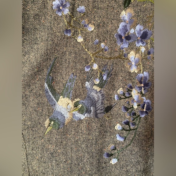 Gorgeous floral jacket! Boho embroidered flowers wool-blend tweed Nygard coat - Picture 4 of 16